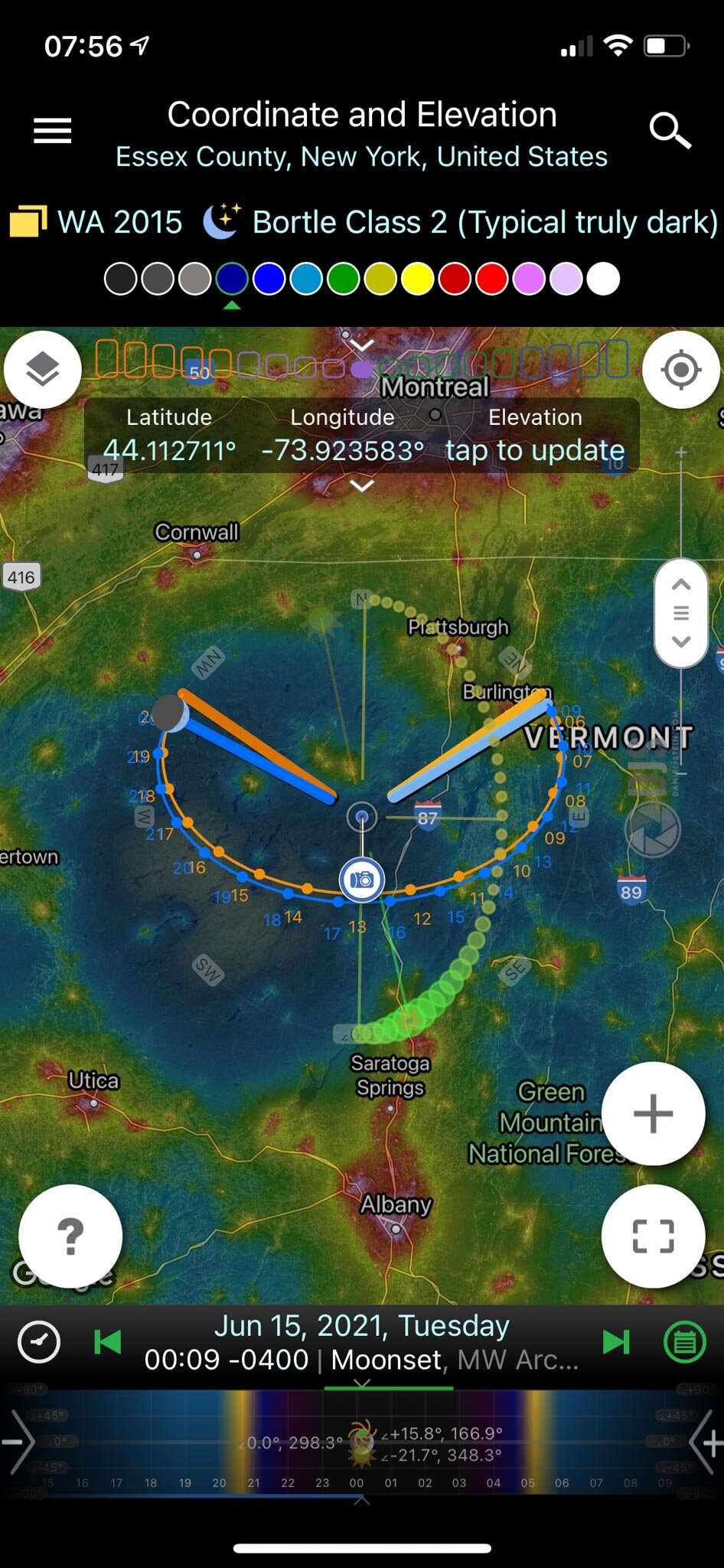 The Light Pollution Map in Planit