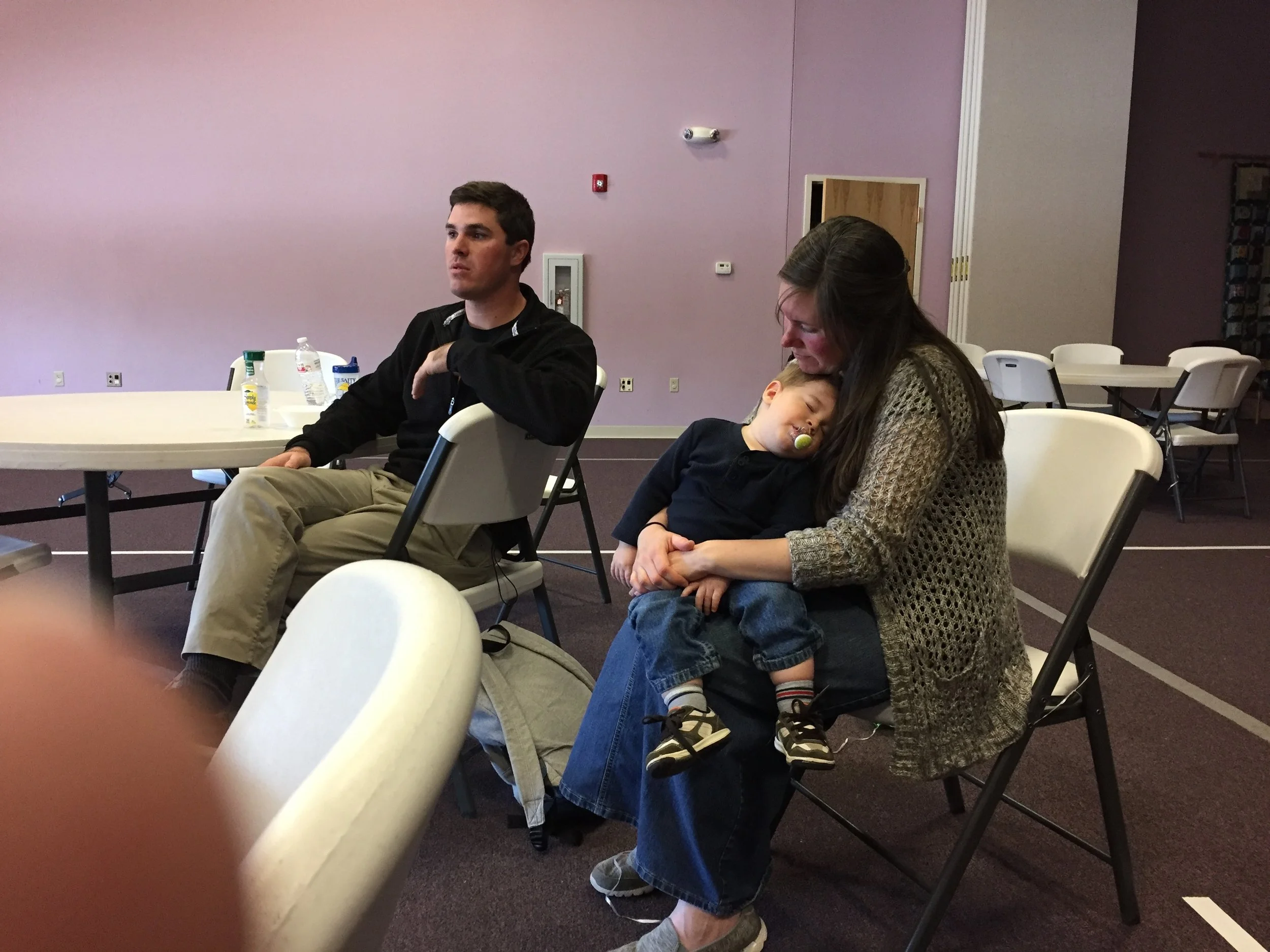 Ben fell asleep listening to us talk during lunch break.