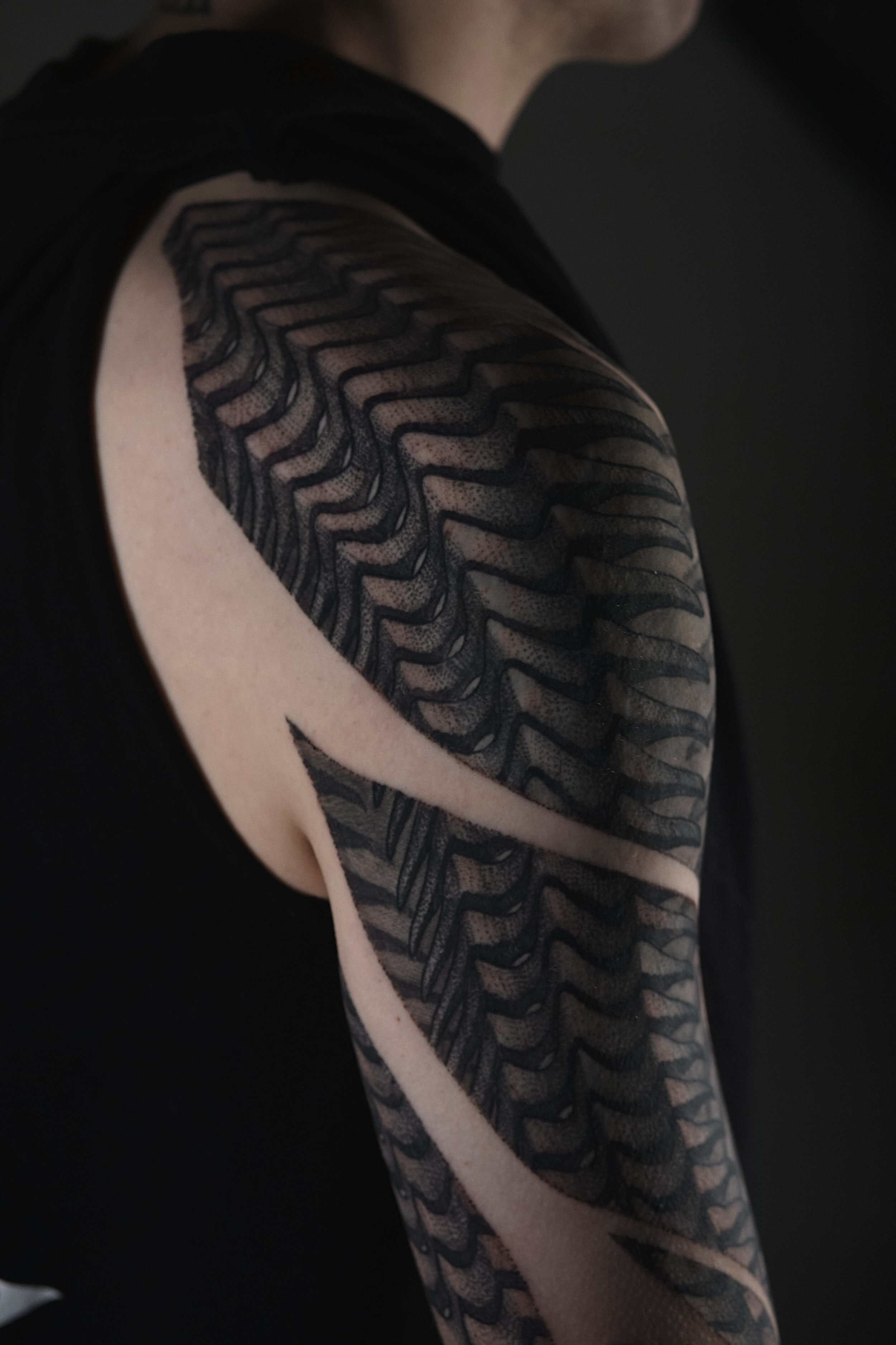 These striking blackwork tattoos look like circuit boards  Boing Boing