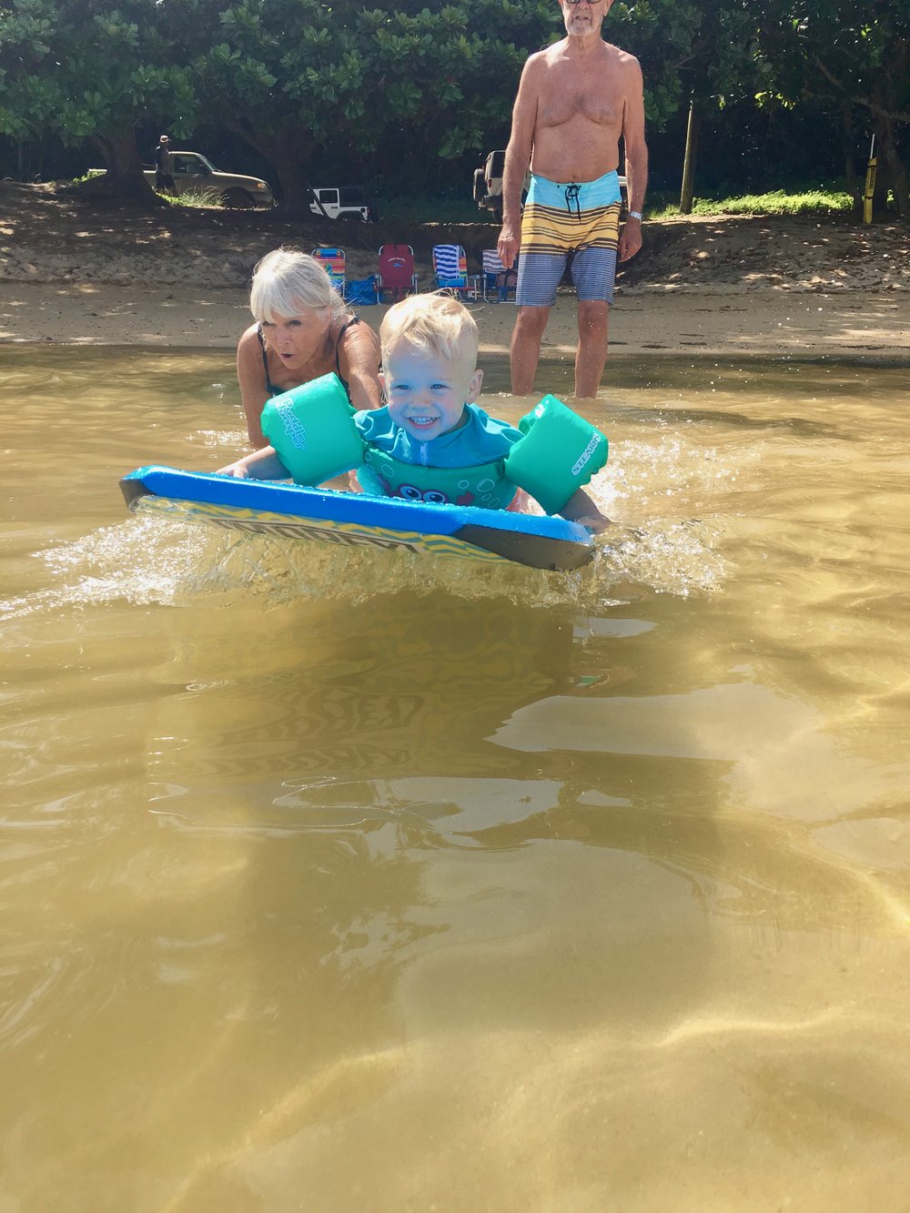 Boogie Boarding at Anini Beach