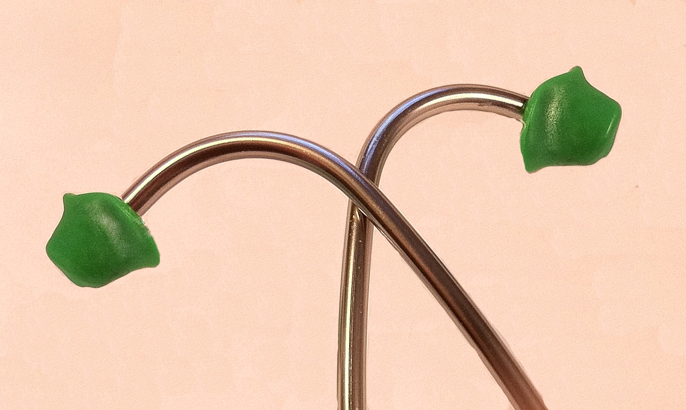 Green Molded Stethoscope Earpieces - Prevent Stethoscope Asociated Otitis Externa And Stop Your Stethoscope Being Stolen