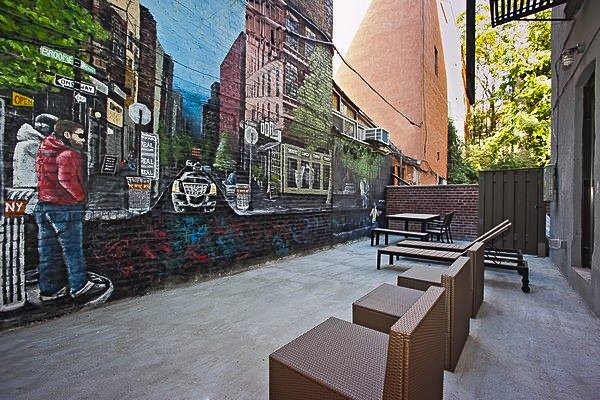 View of the mural from the corner of the