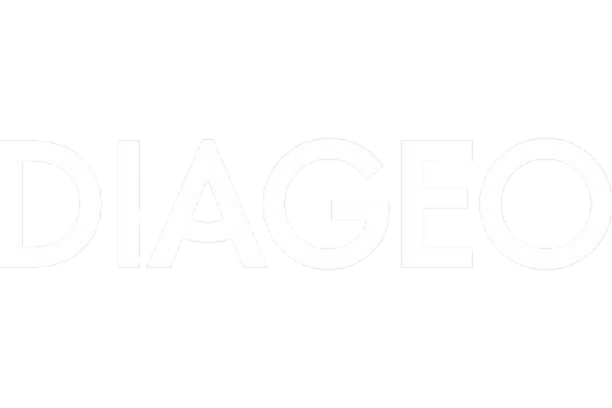 The image features the word 'DIAGEO' in bold white letters on a black background.