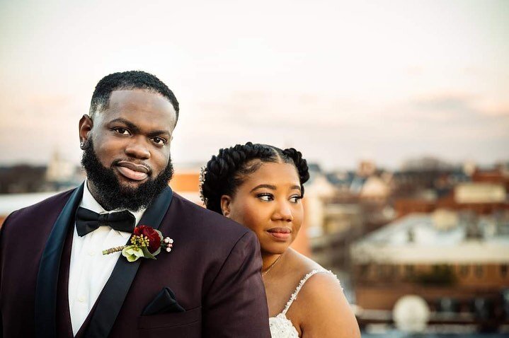 Love when our clients aren&rsquo;t afraid to step out the box.  Our groom Jamal wearing a burgundy tuxedo with a black lapel on his special day!  Photo cred @angelkidwellphotography
