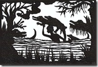 Wie der Hase noch einmal mit dem Schrecken davon kam. (Märchen aus Mali, übersetzt von Christof Wackernagel, Scherenschnitte von mir),48 Seiten