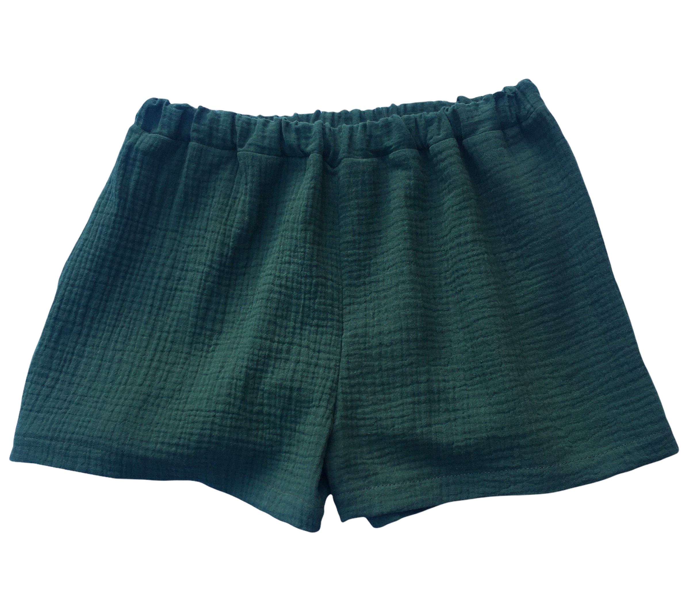 GAUZE SHORTS green organic double gauze 