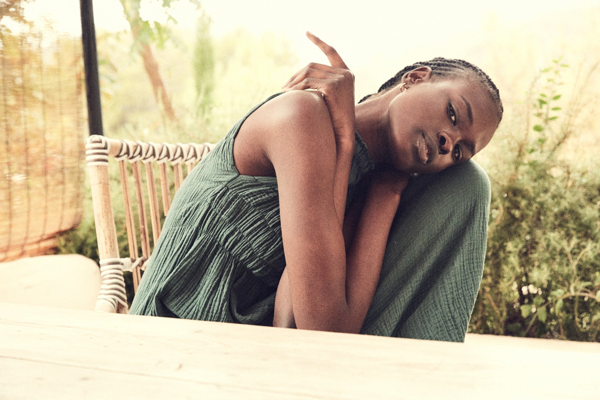 ALBER organic green muslin dress - Photo by Annie Bundfuss