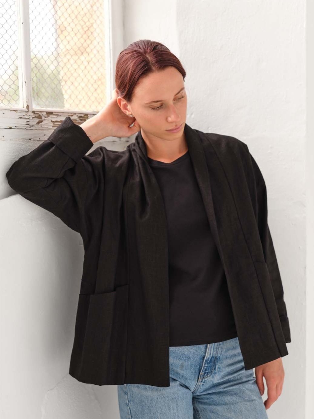 PINTOR JACKET canvas linen black