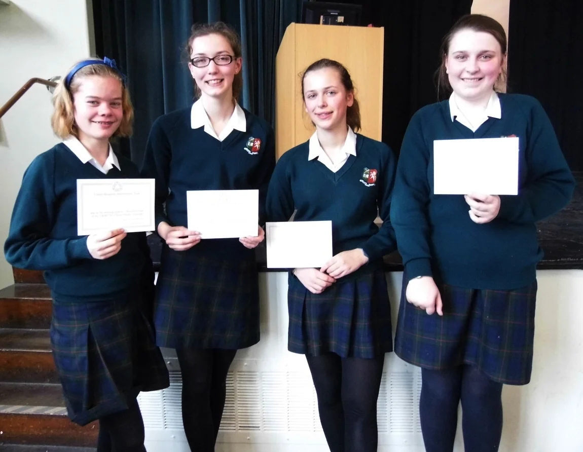 The winning team: Rose Blyth, Sophie McInerny, Emily James and Elizabeth Hopkins