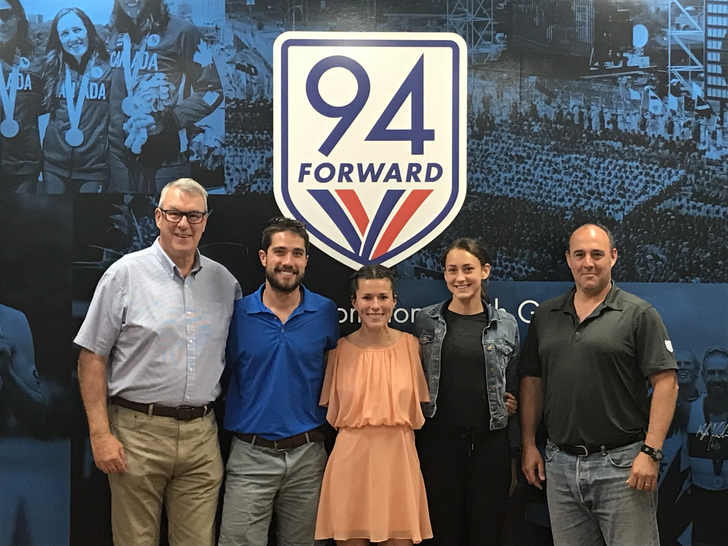 Don Manning and John MacMillan with inaugural “Don Manning Grant” recipients Rob Denault, Laurence Cote and Samantha Murphy
