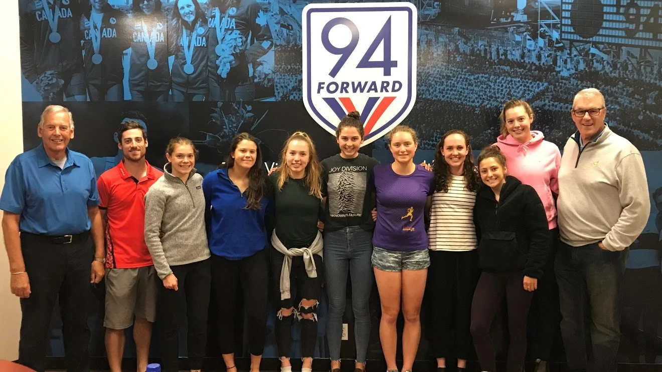 94Forward Board Member Robin Richardson and former Board Chair Don Manning join Coach Marc Antoine Christin and members of the newly launched Triathlon Canada Academy Program.