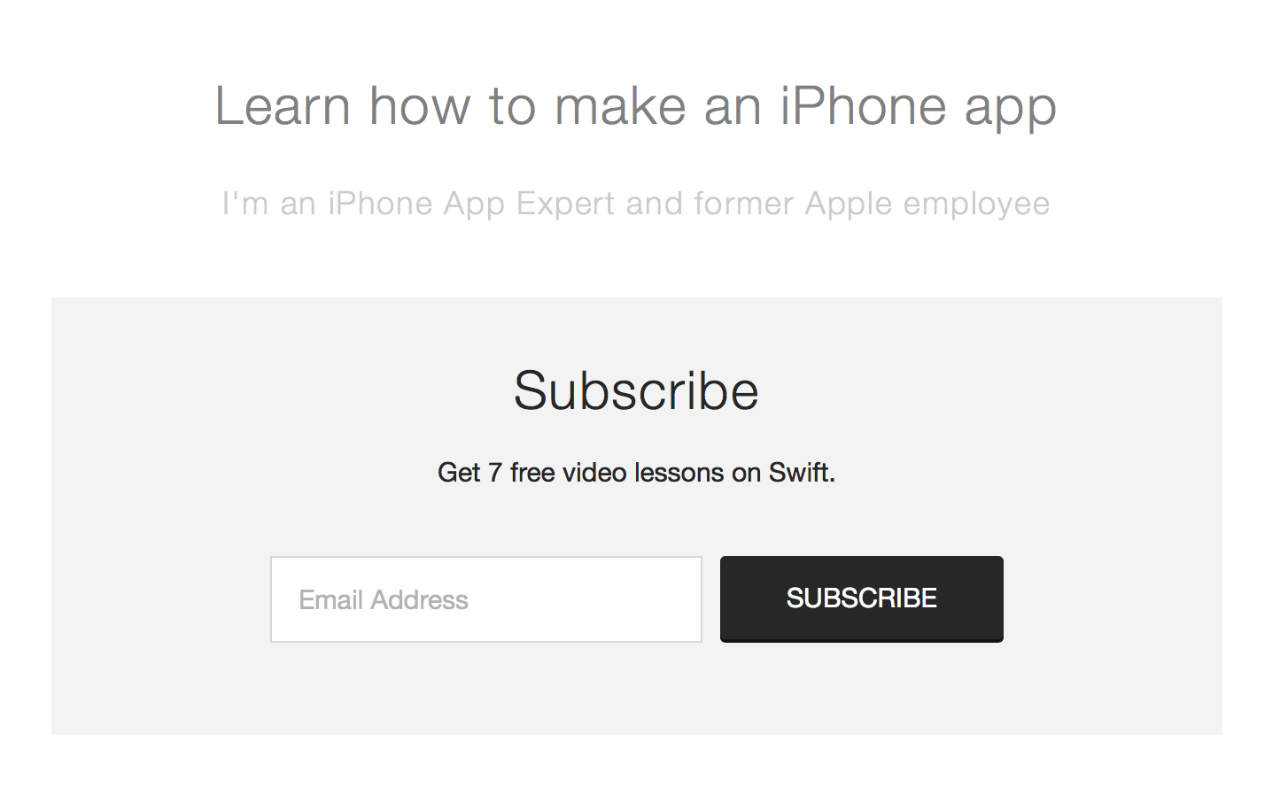 A snapshot of my subscribe box on my website. I change what it says regularly.