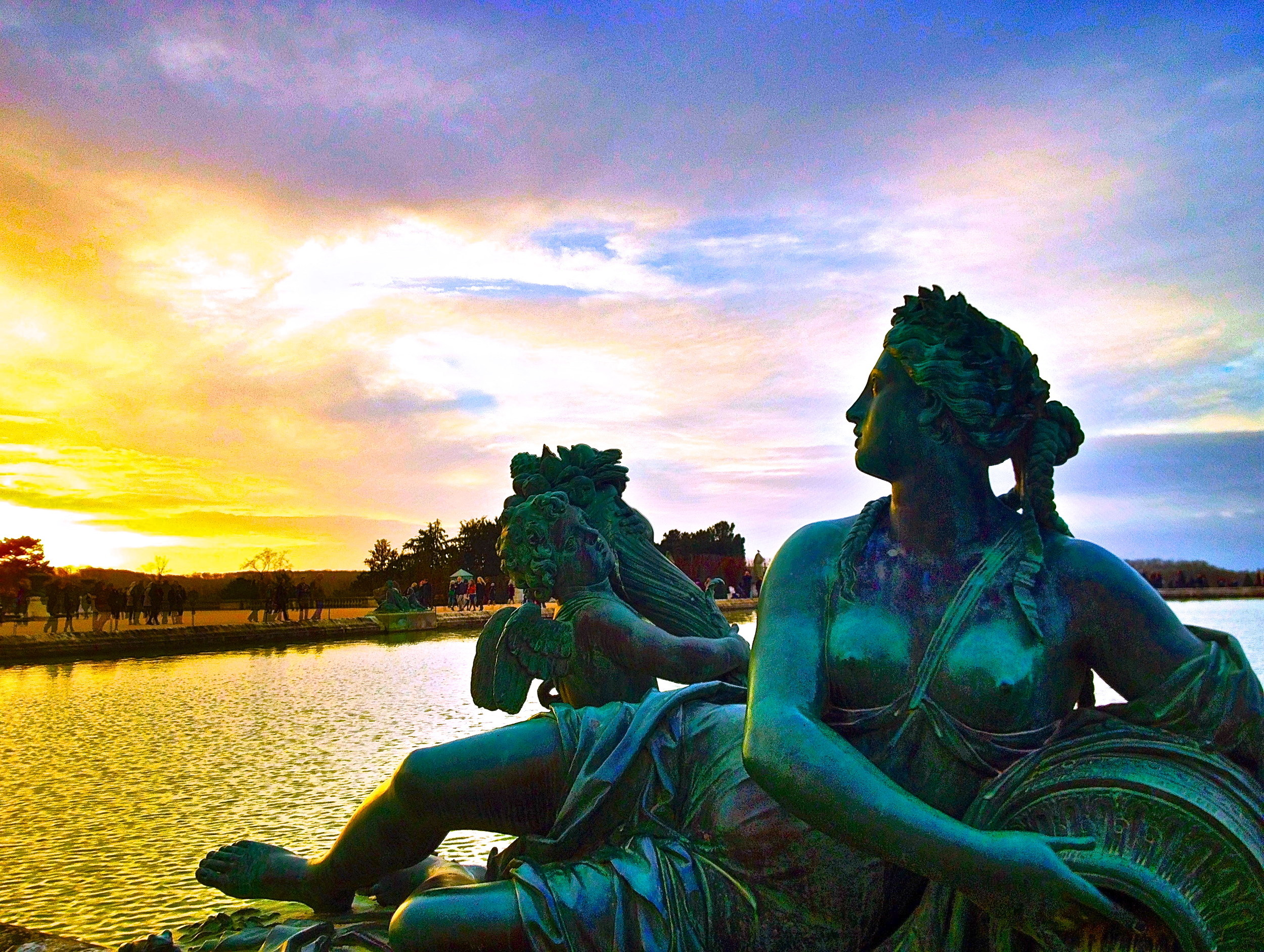 Garden of Versailles at sunset, Palace De Versailles, France