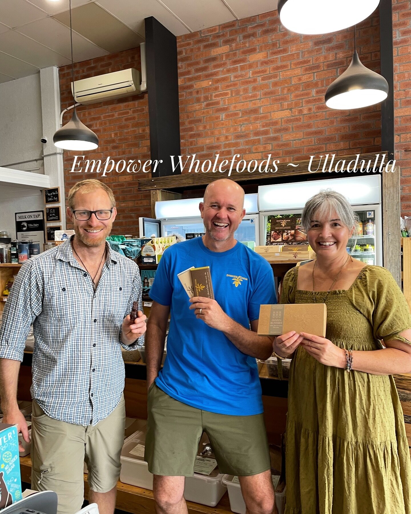 From one of our oldest stockists, to our newest! 
Great to see Melissa and Justin of @empowerwholefoods Ulladulla, who took us onboard late last year 🍫🍫🍫 
An inspiring family run business strengthening health, sustainability and community in Ullad