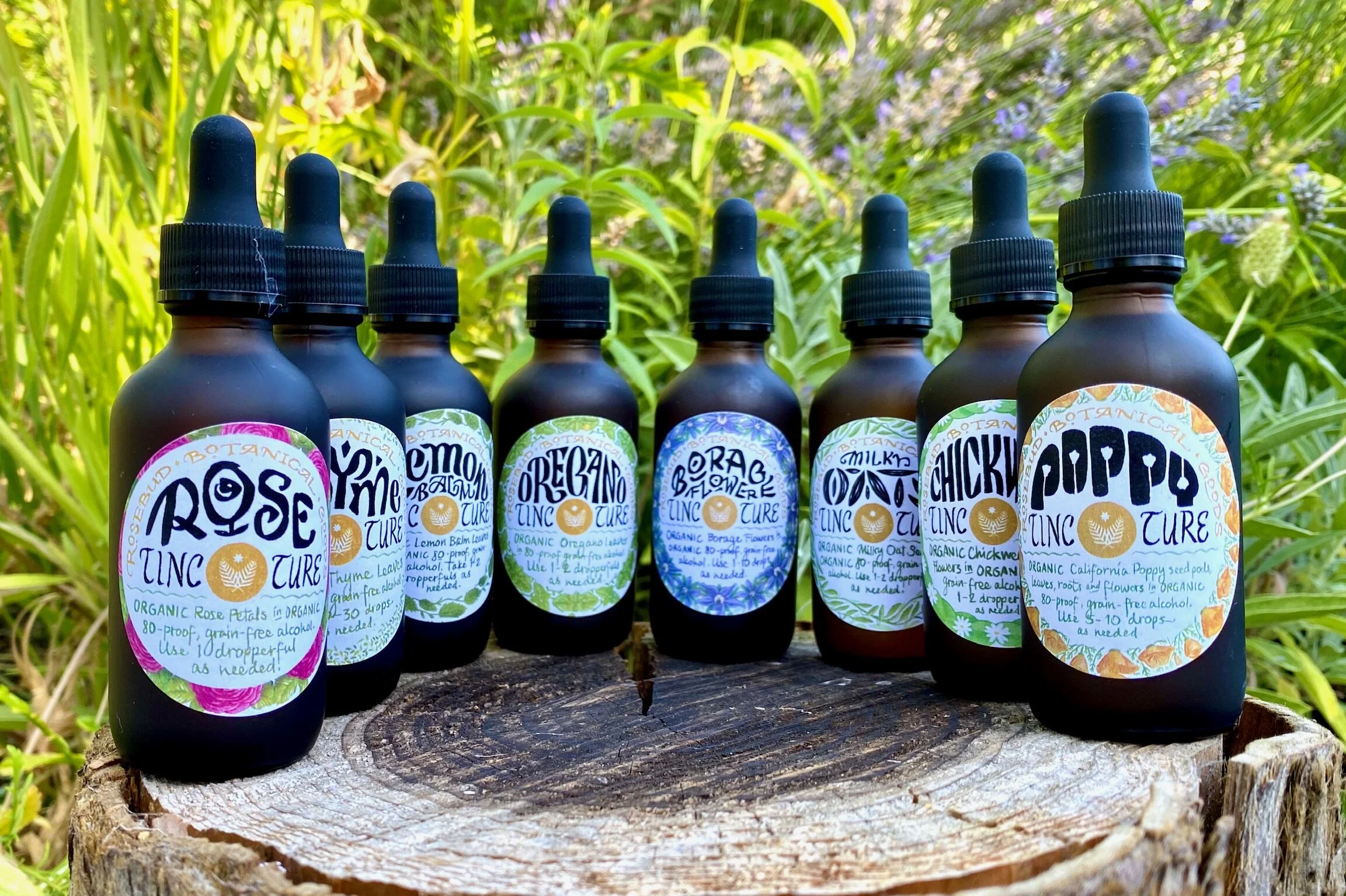 The 2020 set of garden grown, organic tinctures.