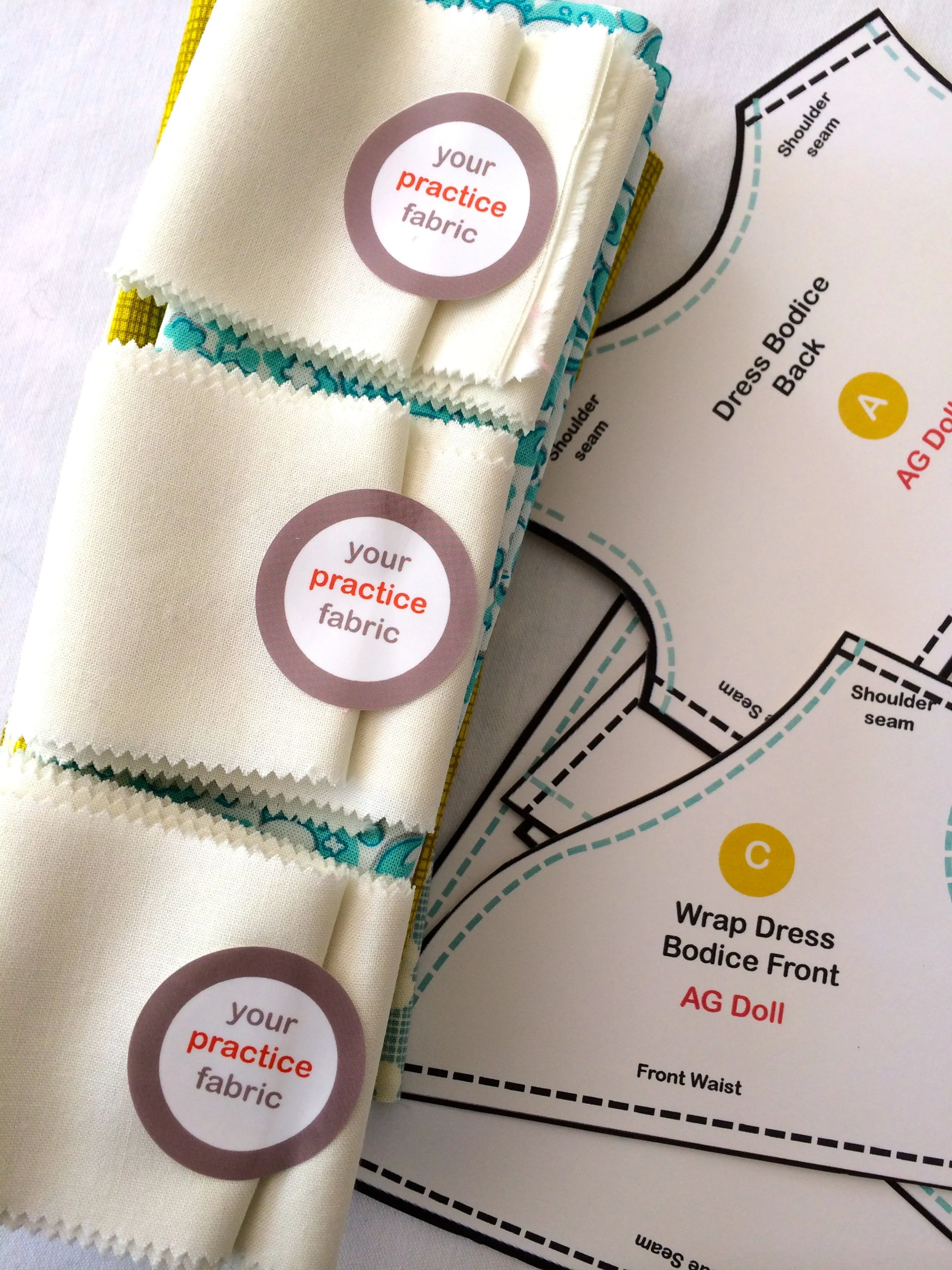 Fabric for practicing using the sewing machine