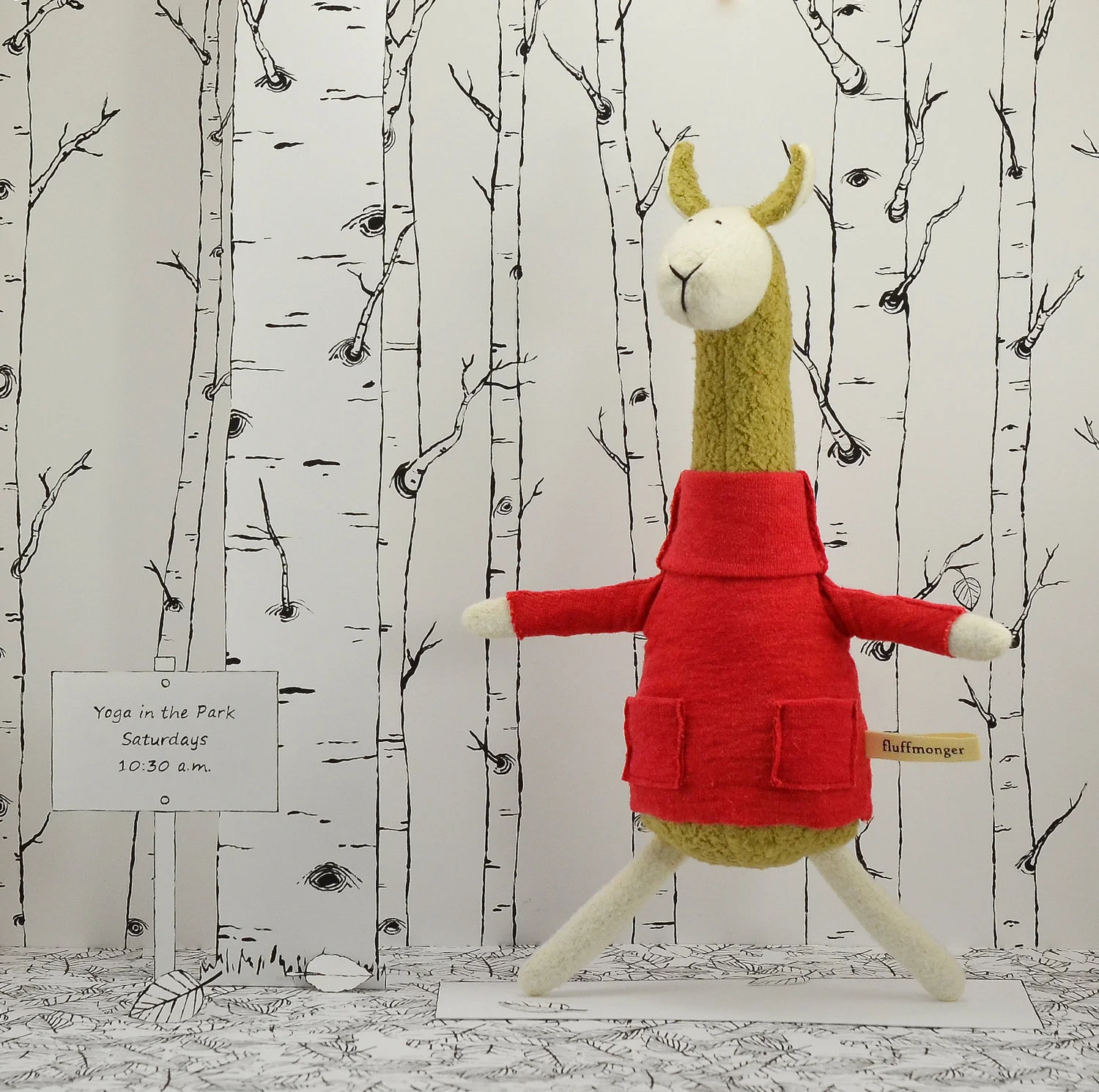 " Despite being clumsy, Falafel the llama loves doing yoga. He can only do a few poses because most, like downward dog, are impossible due to his long neck."