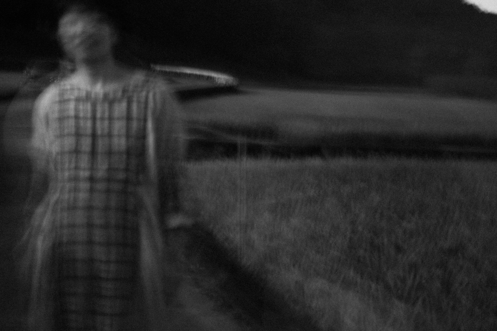 Mika, full moon and rice field (Minamiaso, Kyushu, Japan - 2015)