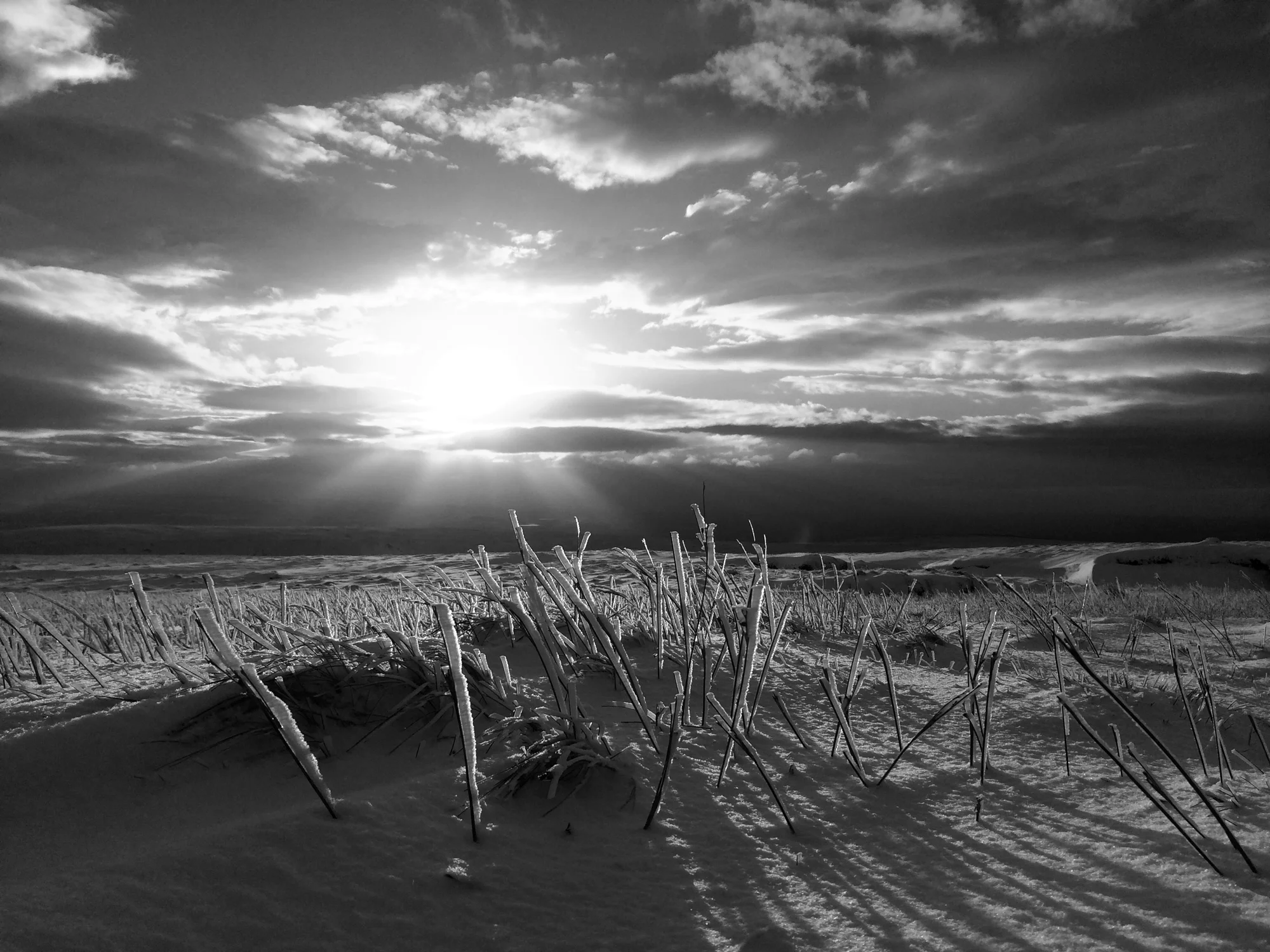 Snowy Pendle sunset