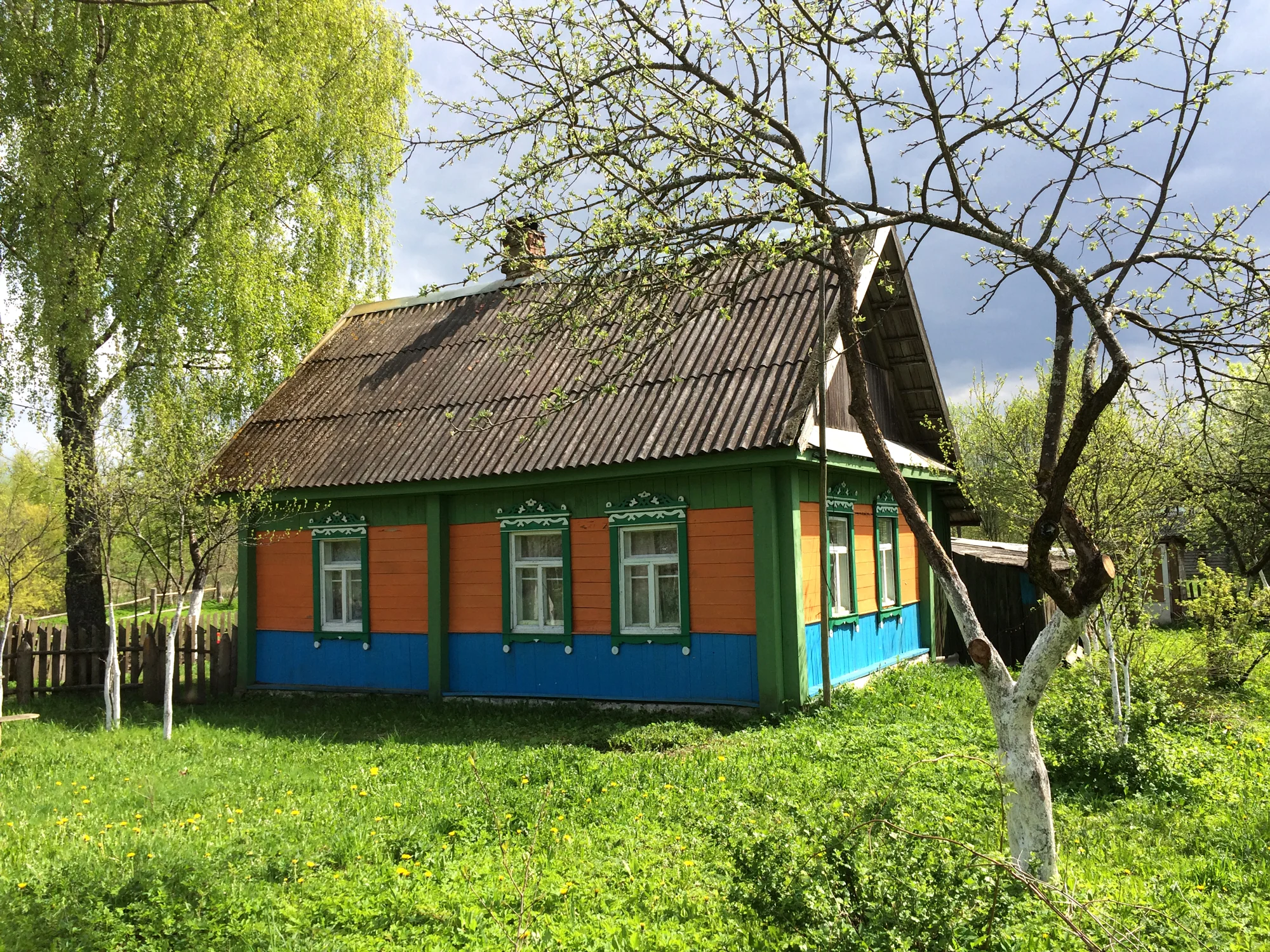 Traditional wooden cottage, Krasny Bor Reserve. May 2015