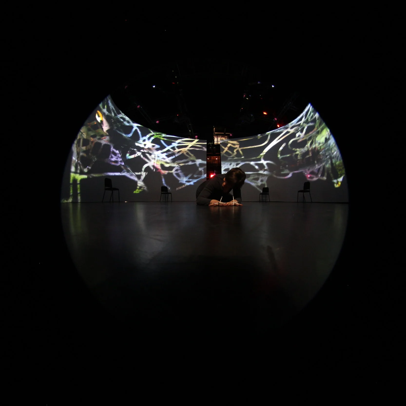 Rehearsal for What Bends - Virginia Tech Institute for Creativity, Arts and Technology. Spring 2017.