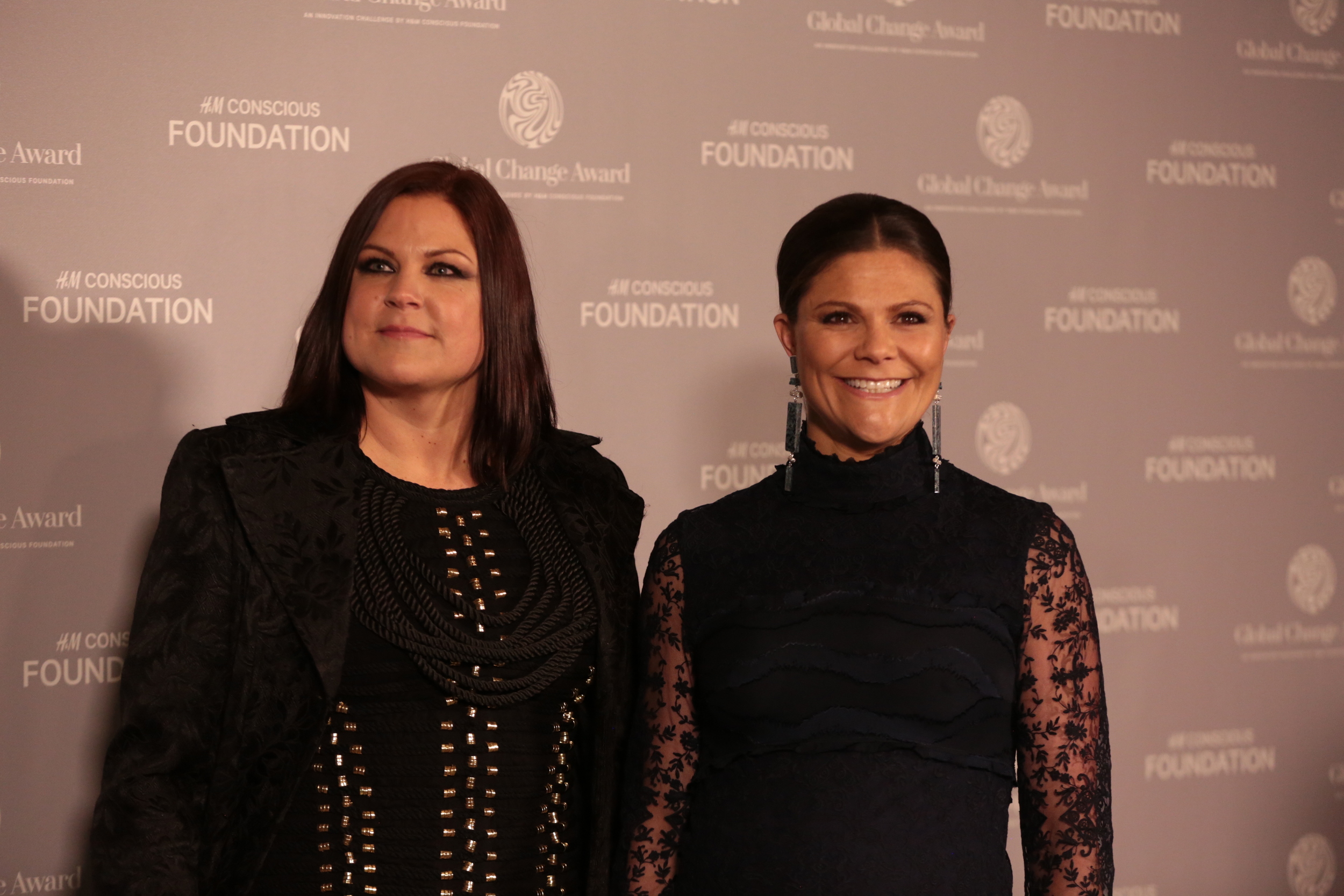 Diana Amini Global Manager of the H&M Conscious Foundation and HRH Crown Princess Victoria of Sweden at the Global Change Award 2015.JPG