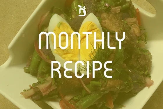 August Recipe: Calming Blue potato & mushroom salad with almond dressing