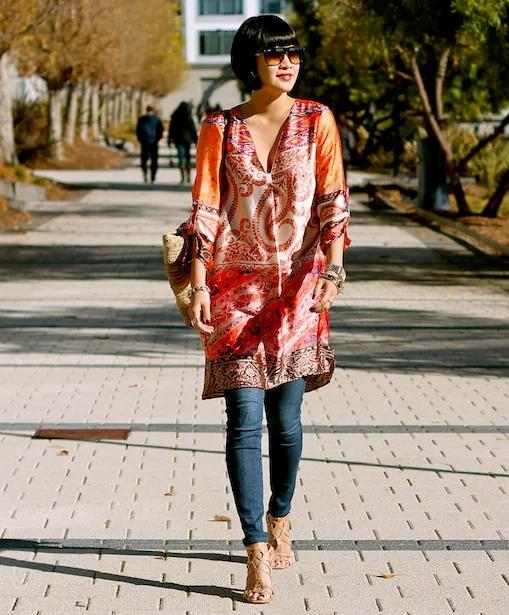 Zara tunic, Joe's jeans, Belle by Sigerson Morrison shoes, Ray-Ban boyfriend sunglasses, Shopbop Basic bag