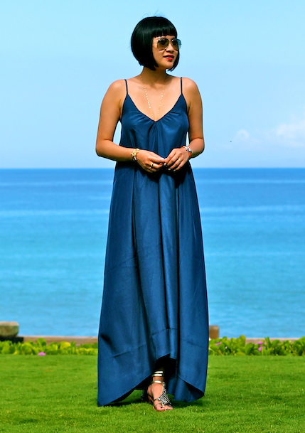 ONE by Pink Stitch maxi dress , Sam Edelman gladiator sandals, Ray-Ban sunglasses