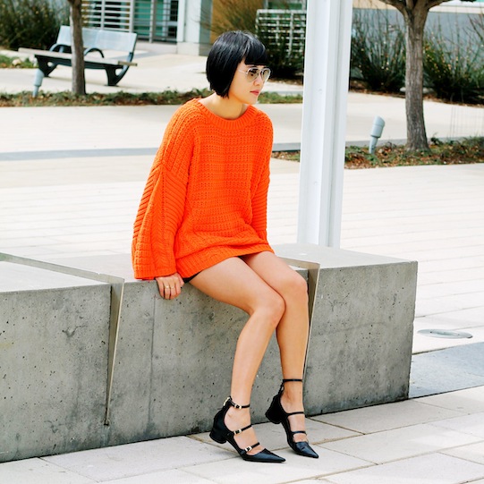 Zara sweater and shoes, Club Monaco shorts, Ray-Ban sunglasses