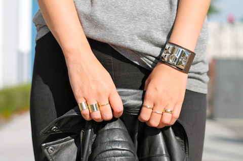 Hermes bracelet, Maison Martin Margiela and Stella and Dot rings