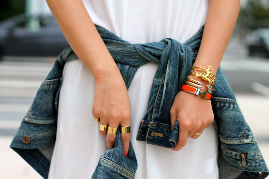 Maison Martin Margiela rings, Hermes, Vita Fede and Svelte Metals bracelets 
