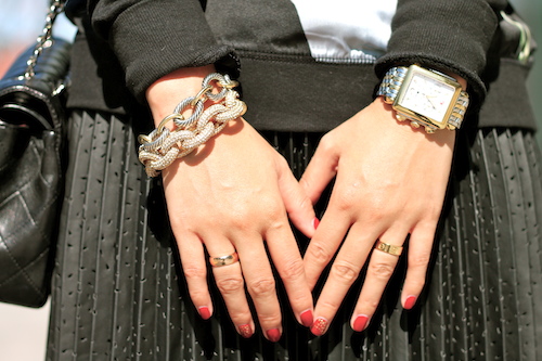 Jcrew , David Yurman bracelets, Michele watch, Cartier ring