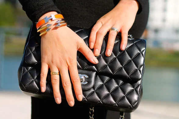 Hermes and Vita Fede bracelets, Chanel bag, Cartier and my own rings