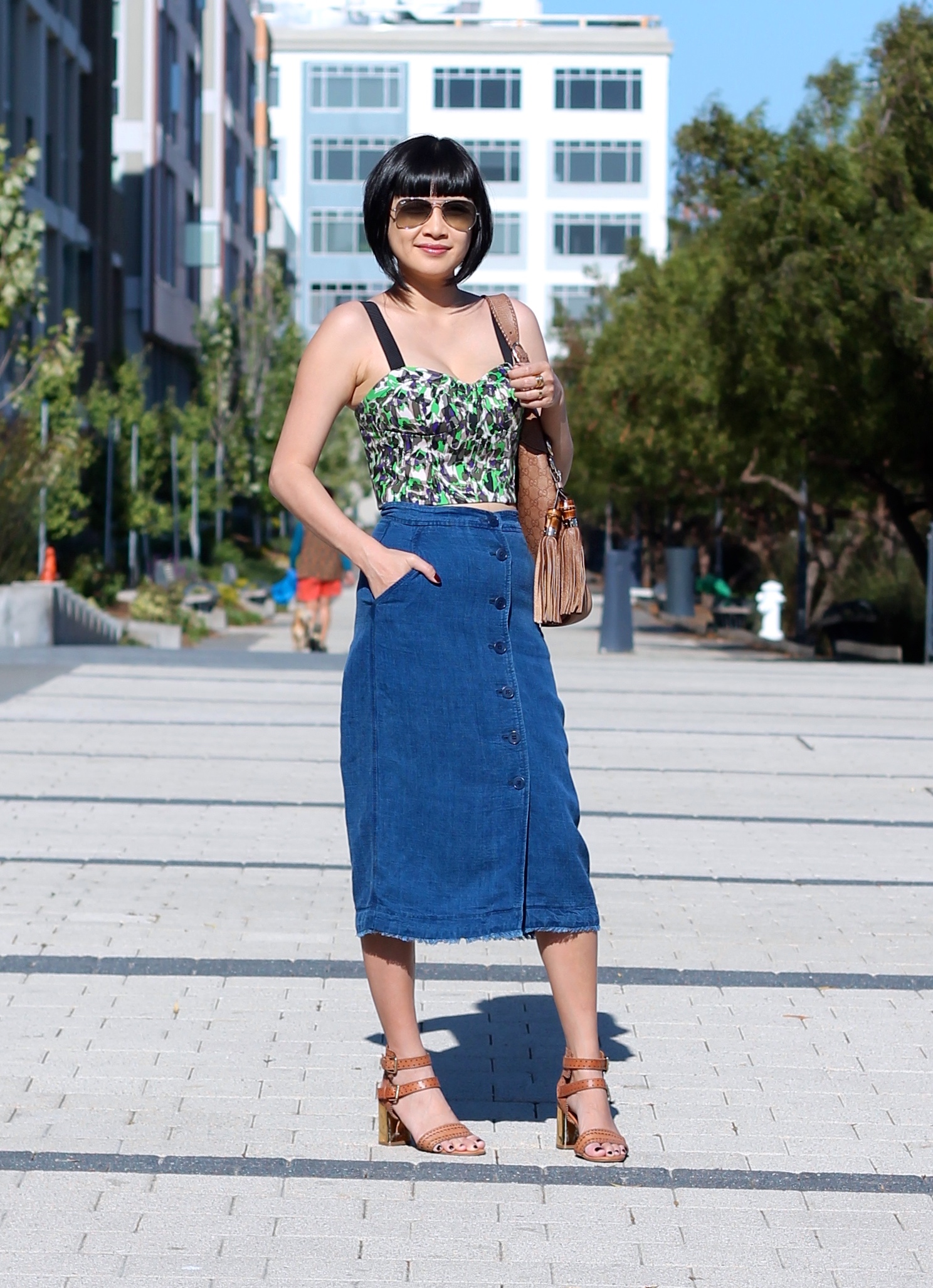Club Monaco top, Aritzia skirt, Dolce Vita shoes, Gucci bag