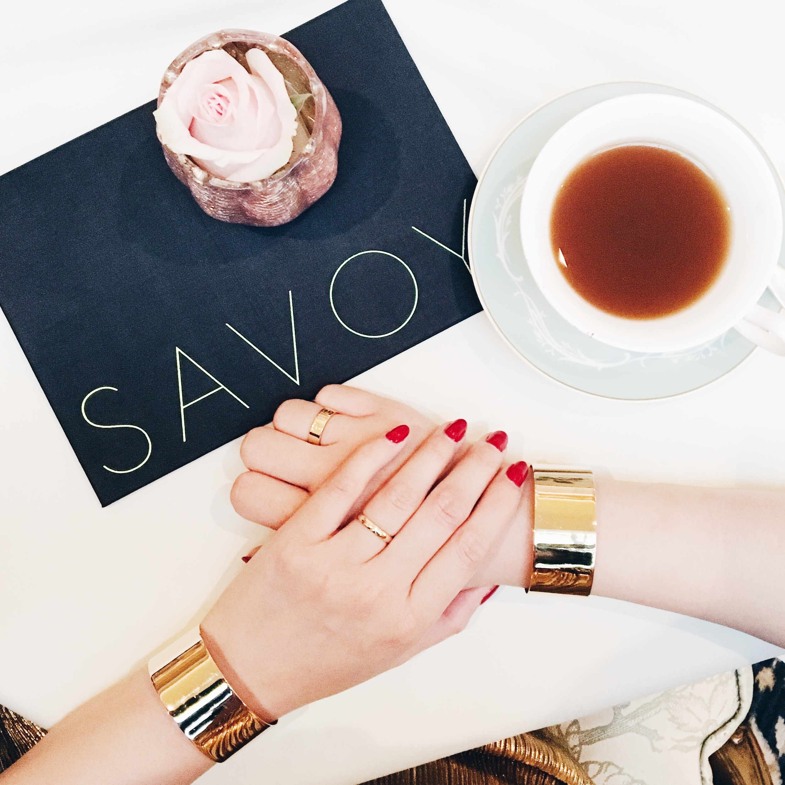 Svelte Metals cuffs , Cartier and my own rings