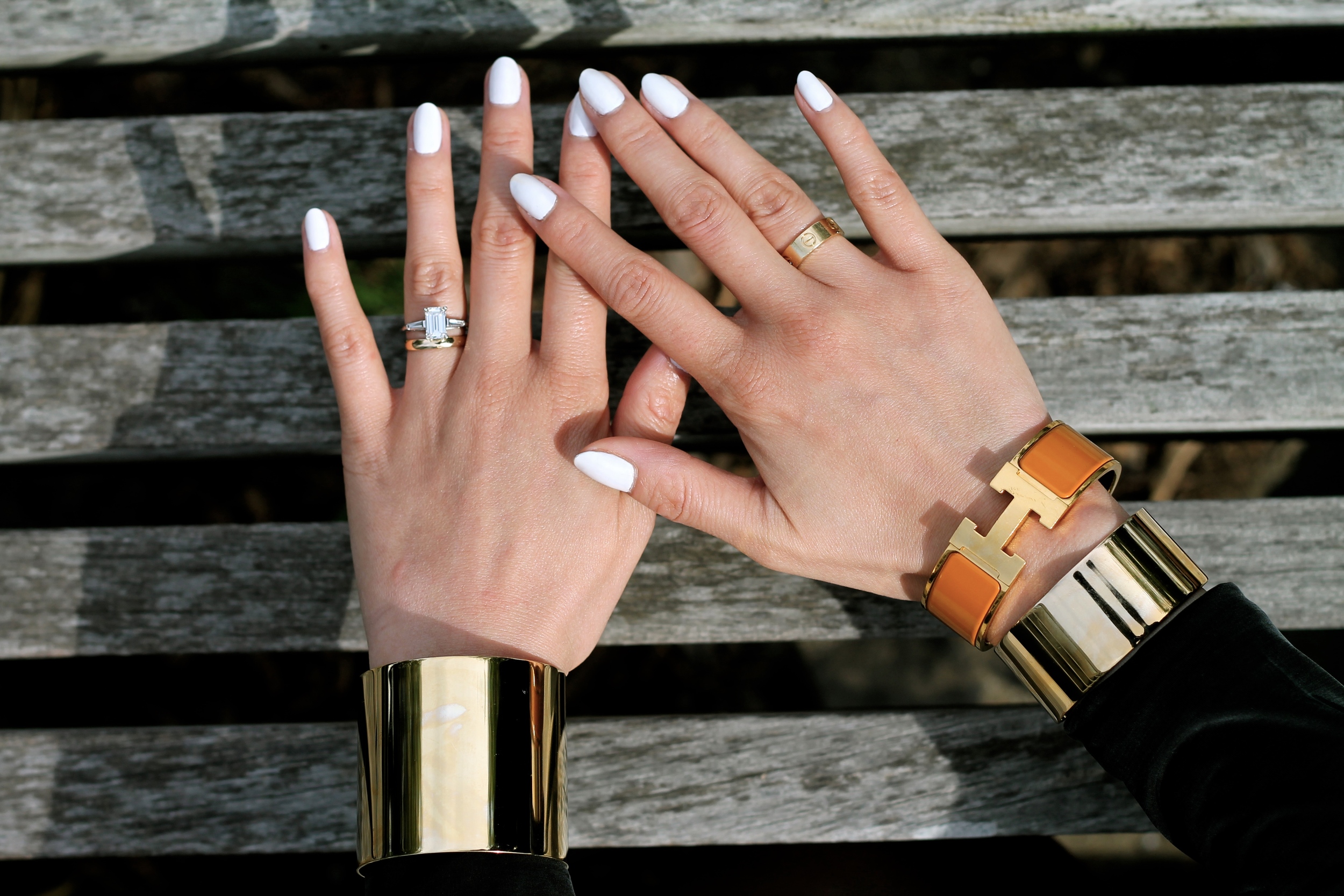 Svelte Metals and Hermes bracelets, Cartier and my own ring