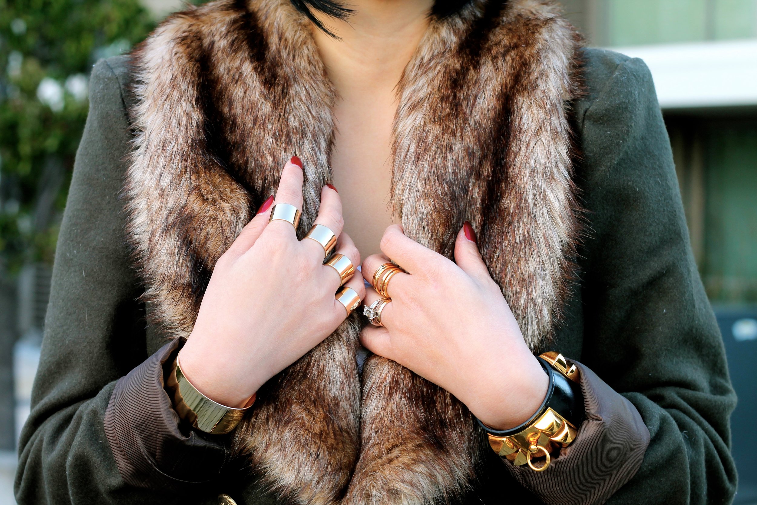 Svelte Metals and Hermes bracelets, Margiela, Svelte Metals and my own rings