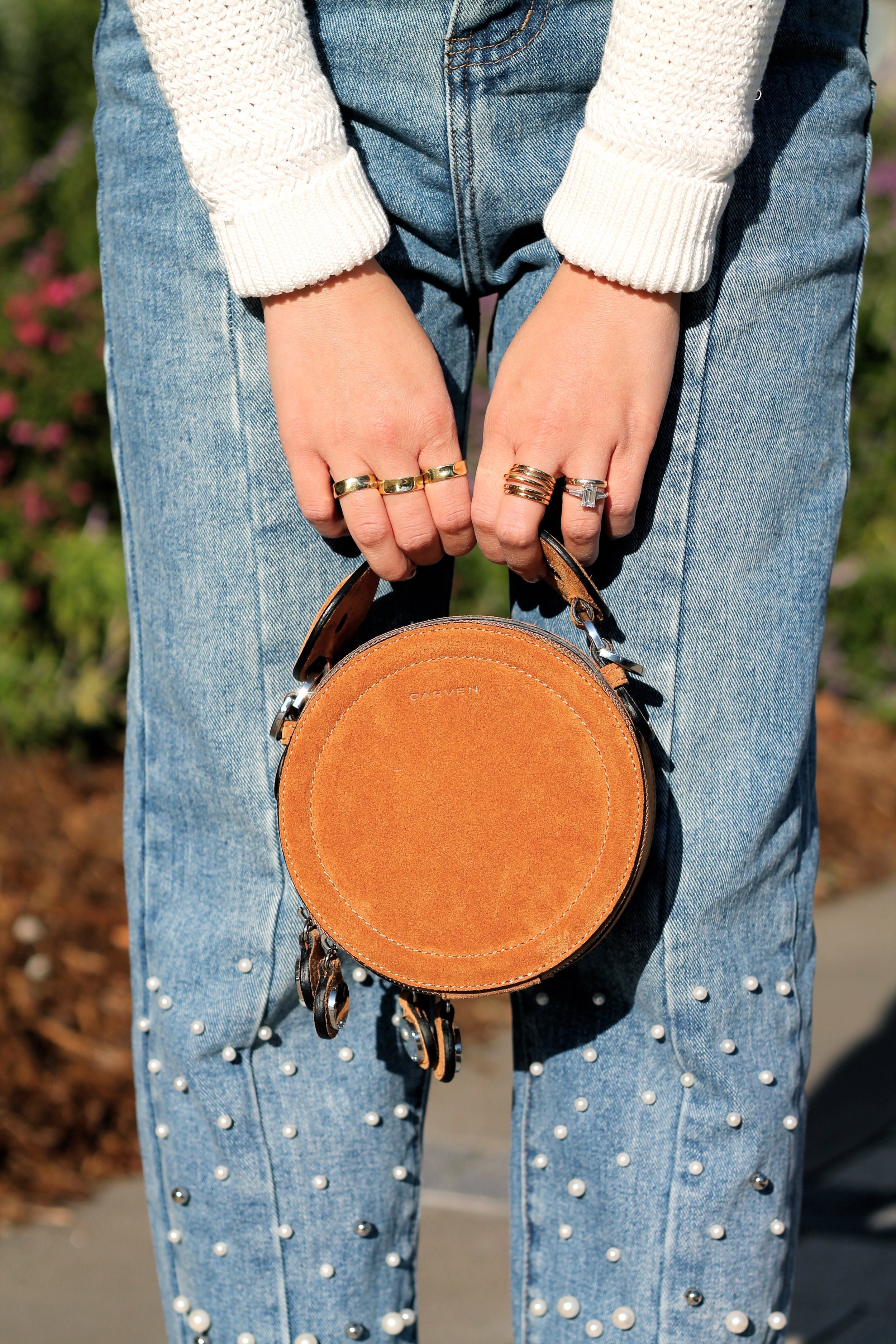Svelte Metals and my own rings, Carven bag
