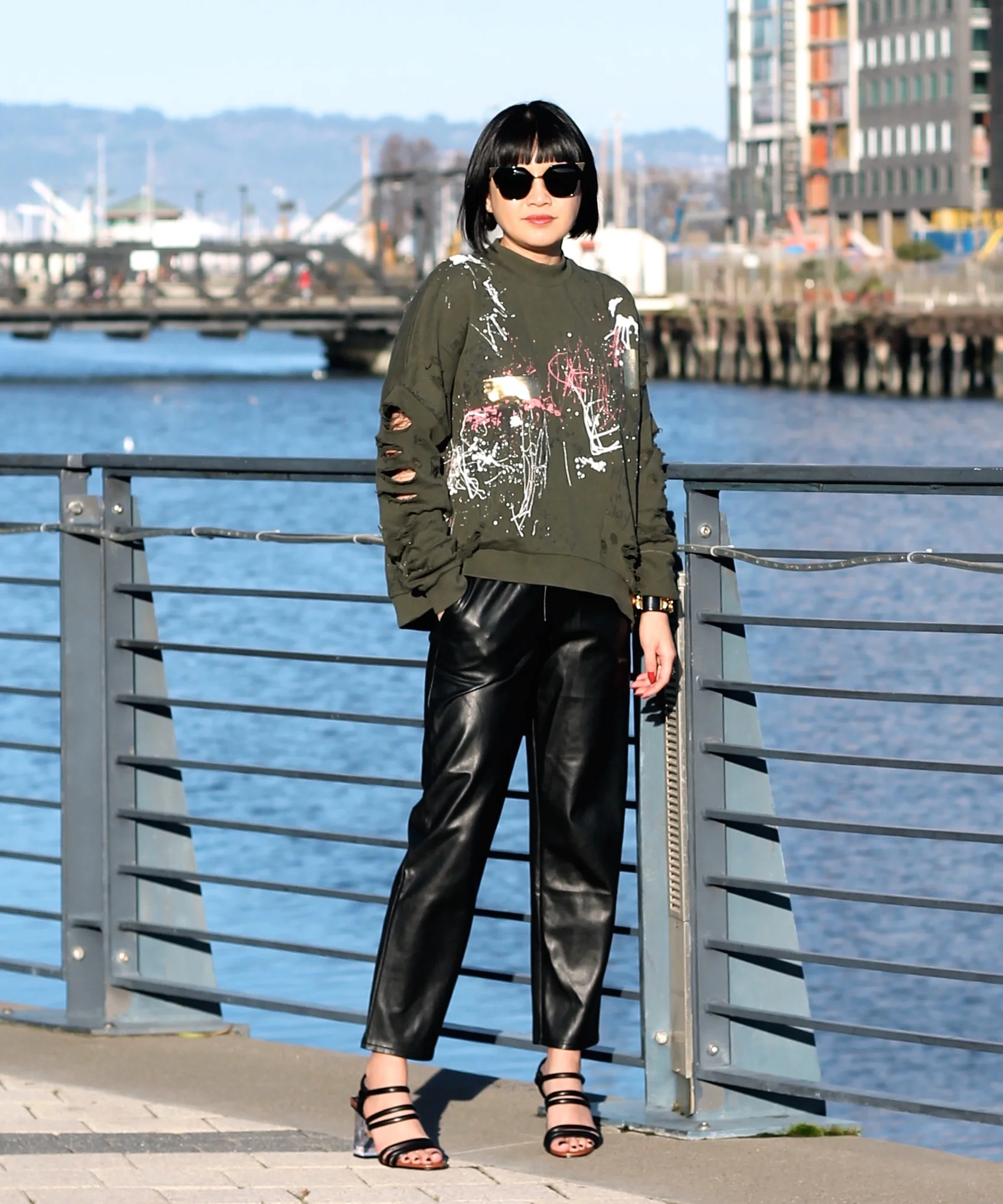 Zara sweater, Aritizia pants, Zara shoes, Fendi sunglasses