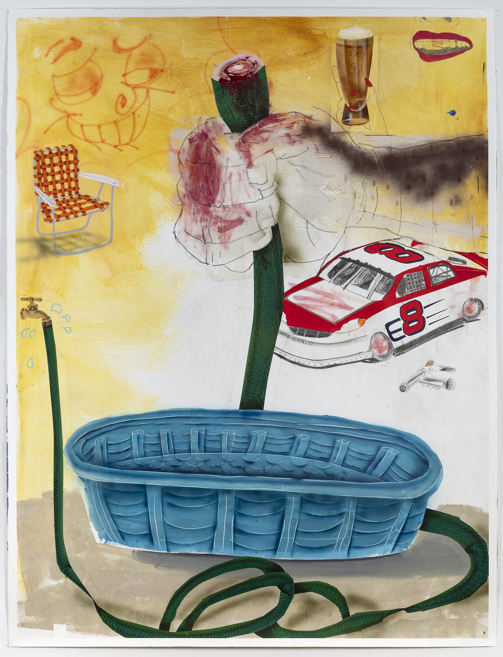 Untitled "He's Doing a Great Job, Huh Honey? He Sure Is, Here's an Ice Cold Beer for My Working Man!!! / DON'T TREAD ON ME" 72" x 55" 2022