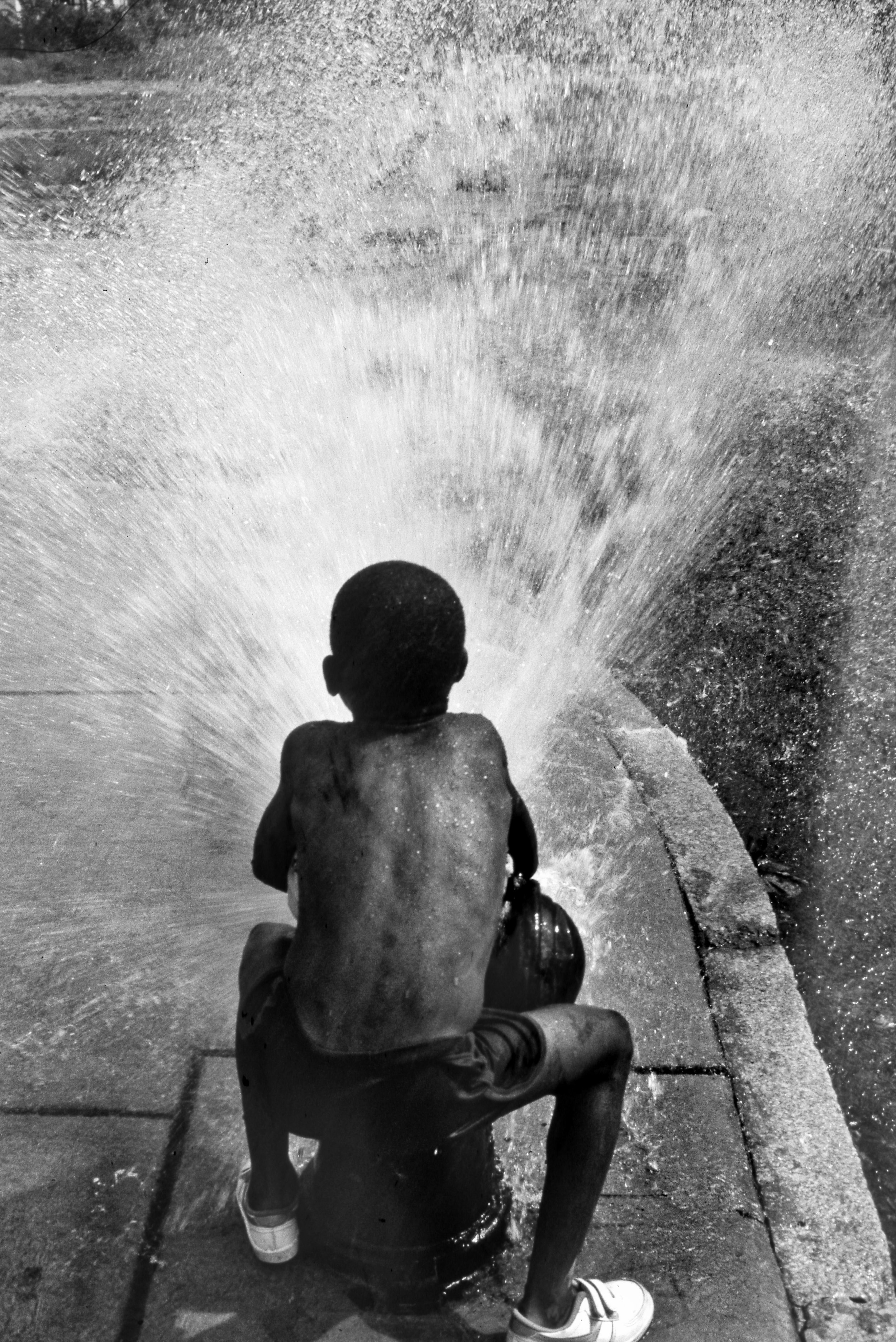 Boy with a hydrant - Dorchester, Boston - Summer - 1982