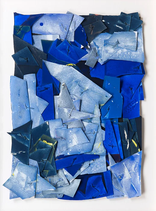 Jan Voss, Site 128, 2015  Acrylique et collage sur papier —&nbsp;53 ×&nbsp;38 cm © Courtesy Galerie Lelong / Photo Fabrice Gibert