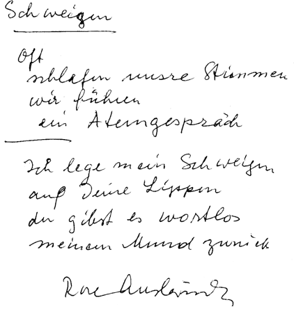 Entnommen aus: Bulletin Rose Ausländer der Rose Ausländer-Stiftung und des Freundeskreises Rose Ausländer e.V. Nummer 3 - Oktober 2004 - ISSN 1612-2240