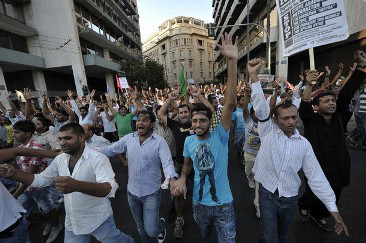 Manifestation anti-raciste à Athènes (24 août 2012). Photo : AFP / Louisa Gouliamaki