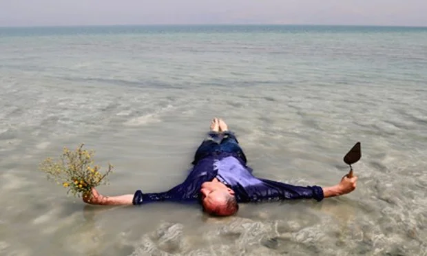 Bill Drummond lying in the Dead (not the Tasman) Sea. Photograph: Tracey Moberly