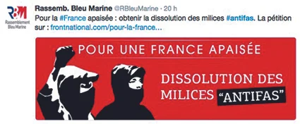 Pétition anti-antifa du Front national (avril 2016).