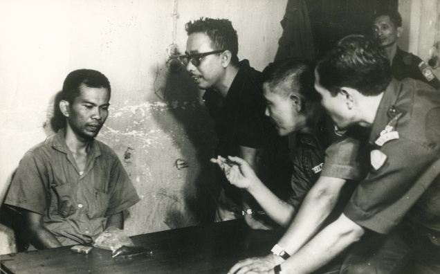 January 12, 1967: Indonesian Communist Party leader Anwar Sanusi being questioned by army officers ...