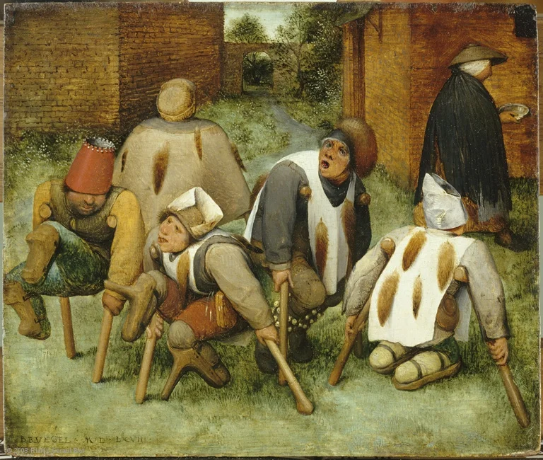 « Les Mendiants, Signé et daté en bas à gauche : Bruegel M.D.L.XVIII »