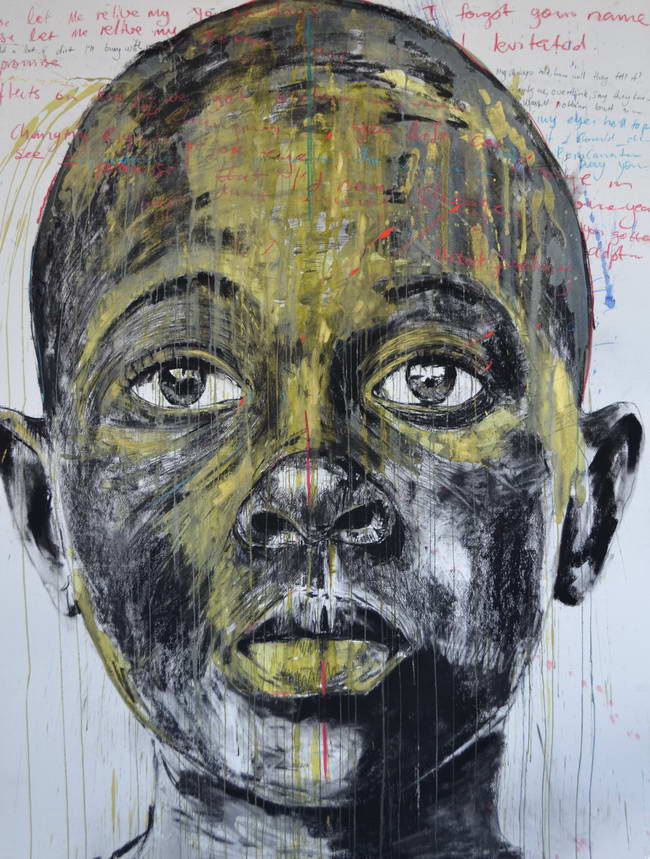 NELSON MAKAMO, Black is golden, 2015. Réputé en Afrique du Sud pour ses portraits, Nelson Makamo souhaite ouvrir, à travers son art, une véritable discussion. le jeune artiste contemporain nous expose à une nouvelle vision, nous faisant voyager au c…